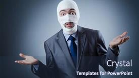  Presentation with medical bandages - Colorful slide set enhanced with man-covered-in-medical-bandages backdrop and a ocean colored foreground