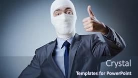  Presentation with medical bandages - Amazing presentation design having man-covered-in-medical-bandages backdrop and a ocean colored foreground