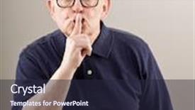  Presentation with mouth - Audience pleasing presentation theme consisting of man-covering-mouth-gesturing backdrop and a wine colored foreground