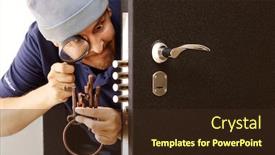  Presentation with man door - Amazing presentation theme having man cracks the door lock backdrop and a wine colored foreground