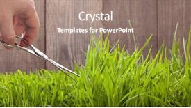  Presentation with fresh man chemistry - Slide deck with man cuts grass for lawn background and a coral colored foreground