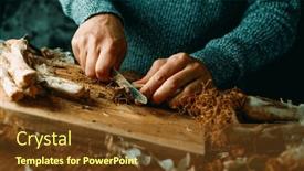  Presentation with cutting board - Slide deck consisting of man-cuts-the-roots background and a tawny brown colored foreground