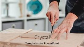  Presentation with clay - Presentation theme having man-cutting-straight-edge background and a coral colored foreground