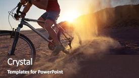  Presentation with dust - Cool new presentation theme with man cycling in the desert backdrop and a tawny brown colored foreground