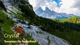  Presentation with mountain bike - Colorful PPT layouts enhanced with man-cycling-on-electric-bike backdrop and a tawny brown colored foreground