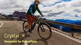  Presentation with mountain bike - Slide deck enhanced with man-cycling-on-electric-bike background and a tawny brown colored foreground