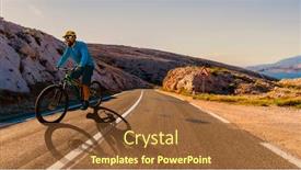  Presentation with road bike - Colorful slide deck enhanced with man-cycling-on-electric-bike backdrop and a tawny brown colored foreground