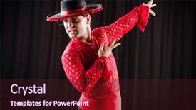  Presentation with spanish - Amazing PPT theme having man dancing spanish dance backdrop and a wine colored foreground