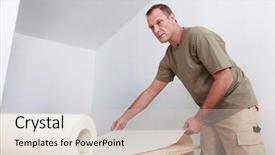  Presentation with apartment - Amazing slide set having man decorating apartment with new backdrop and a  colored foreground