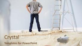  Presentation with new baby - Presentation theme having man decorating nursery for new background and a lemonade colored foreground