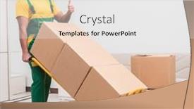  Presentation with boxes - Presentation having man-delivering-boxes-during-house background and a white colored foreground