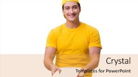  Presentation with baby jesus christmas rustic isolated - PPT layouts with man delivering christmas present isolated background and a  colored foreground