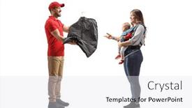  Presentation with baby clothes - Presentation theme with man-delivering-clothes-from-dry background and a white colored foreground