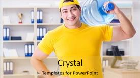  Presentation with water bottle - Slide deck consisting of man delivering water bottle background and a yellow colored foreground