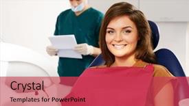  Presentation with patient care and weight loss - Slide set with man dentist reading woman patient' background and a red colored foreground