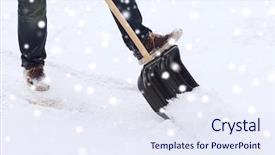  Presentation with snow shovel - Amazing slides having man digging snow with shovel backdrop and a sky blue colored foreground