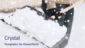  Presentation with snow shovel - Cool new PPT theme with man digging snow with shovel backdrop and a sky blue colored foreground