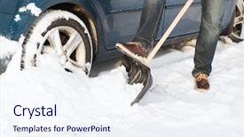  Presentation with transportation - Slide set having man digging up stuck background and a sky blue colored foreground