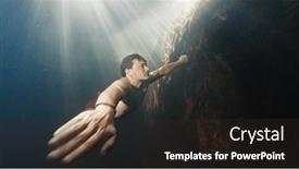  Presentation with sky diving man falling - Presentation enhanced with man-dives-in-the-freshwater background and a dark gray colored foreground