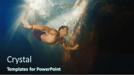  Presentation with shining - Theme enhanced with man-dives-in-the-freshwater background and a wine colored foreground