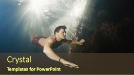  Presentation with sky diving man falling - PPT theme consisting of man-dives-in-the-freshwater background and a tawny brown colored foreground