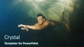  Presentation with sky diving man falling - Slides having man-dives-in-the-freshwater background and a wine colored foreground