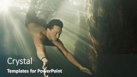  Presentation with water river - Slide deck with man-dives-in-the-freshwater background and a tawny brown colored foreground