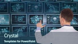  Presentation with medical - Slides having dna light colour - man doctor interacting with medical background and a ocean colored foreground