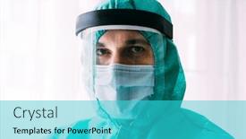  Presentation with face mask - Colorful slide deck enhanced with man-doctor-or-scientist-waring backdrop and a cyan colored foreground