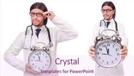  Presentation with clock - Amazing presentation design having man doctor with clock isolated backdrop and a  colored foreground