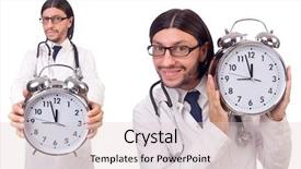 Presentation with clock - Cool new theme with man doctor with clock isolated backdrop and a  colored foreground