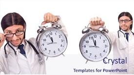  Presentation with clock - Amazing PPT theme having man doctor with clock isolated backdrop and a  colored foreground