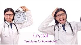  Presentation with clock - Beautiful PPT layouts featuring man doctor with clock isolated backdrop and a  colored foreground