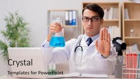  Presentation with lab - Theme with water analysis chemistry - man doctor working background and a soft green colored foreground