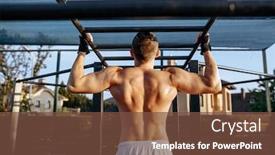  Presentation with workout - Presentation design featuring man-does-pull-ups background and a tawny brown colored foreground