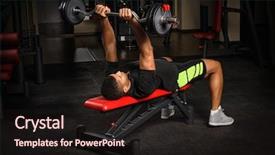  Presentation with press - Cool new presentation design with man doing bench french press backdrop and a wine colored foreground