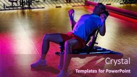  Presentation with bodybuilding - Slide set having man doing bodybuilding training in a gym background and a tawny brown colored foreground