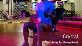  Presentation with bodybuilding - Audience pleasing presentation design consisting of man doing bodybuilding training in a gym backdrop and a tawny brown colored foreground