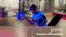  Presentation with bodybuilding - Amazing slides having man doing bodybuilding training in a gym backdrop and a coral colored foreground