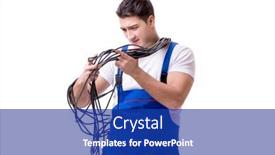  Presentation with electrical - PPT layouts consisting of man doing electrical repairs background and a royal blue colored foreground