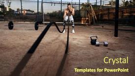  Presentation with workout - Colorful PPT theme enhanced with man-doing-exercise-with-ropes backdrop and a tawny brown colored foreground