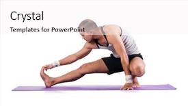  Presentation with office ergonomics man worker exercising - Slides enhanced with man doing exercises on white background and a white colored foreground