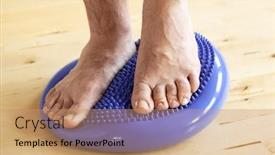  Presentation with correction - Slides with man-doing-flatfoot-correction-gymnastic background and a coral colored foreground