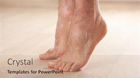  Presentation with correction - PPT theme featuring man-doing-flatfoot-correction-gymnastic background and a coral colored foreground