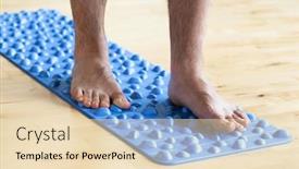  Presentation with walking exercise - Amazing presentation theme having man-doing-flatfoot-correction-gymnastic backdrop and a lemonade colored foreground