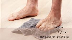  Presentation with correction - Presentation theme with man-doing-flatfoot-correction-gymnastic background and a coral colored foreground