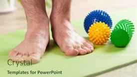  Presentation with correction - Presentation design featuring man-doing-flatfoot-correction-gymnastic background and a soft green colored foreground