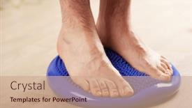  Presentation with correction - PPT theme consisting of man-doing-flatfoot-correction-gymnastic background and a coral colored foreground