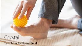  Presentation with self massage - Cool new PPT theme with man-doing-flatfoot-correction-self backdrop and a coral colored foreground