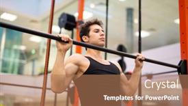  Presentation with bodybuilding - PPT layouts enhanced with man-doing-free-body-calisthenic background and a coral colored foreground